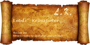 Lebó Krisztofer névjegykártya